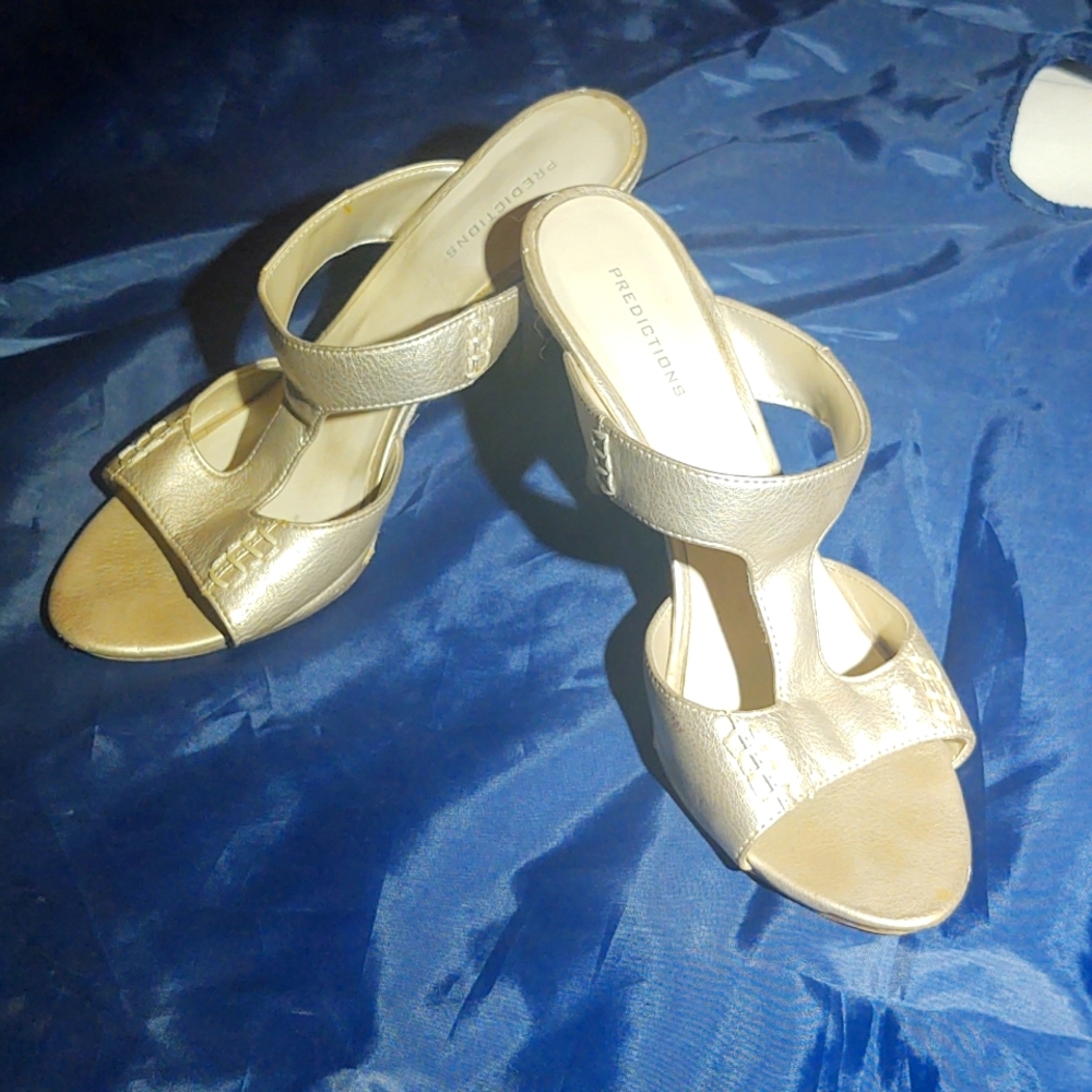 Golden slip on heels